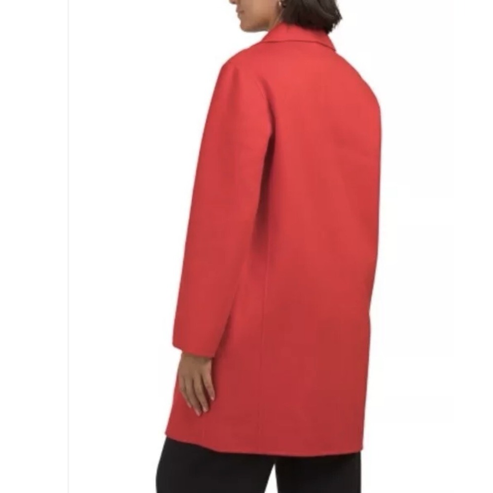 NWT Theory Women's Boy Coat Large Cardinal Red Wool Cashmere Winsome 2 Overcoat - Picture 2 of 6